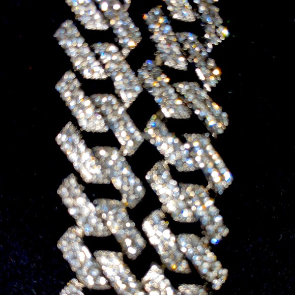 Men’s Silver Diamond Cuban prong link bracelet - Picture 4 of 6